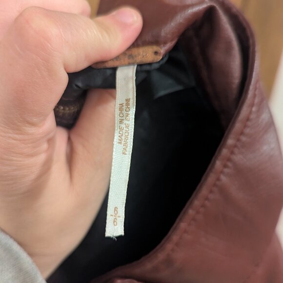 Free People Burgundy Mahogany Faux Leather Mini Skirt-Size 6 - Picture 5 of 5